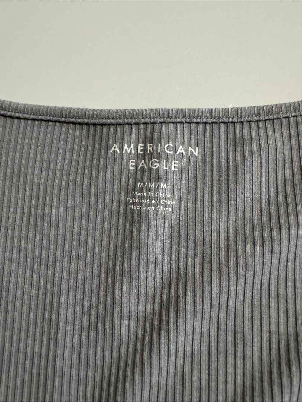 American Eagle Long Sleeve Gray Ribbed Bodysuit - Picture 4 of 4